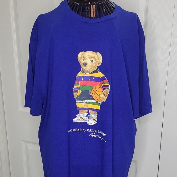 Ralph Lauren Royal Blue Polo Bear Tee Men's Size Large - Picture 1 of 10